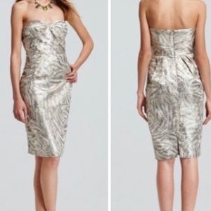 leifsdottir jacquard gold dress